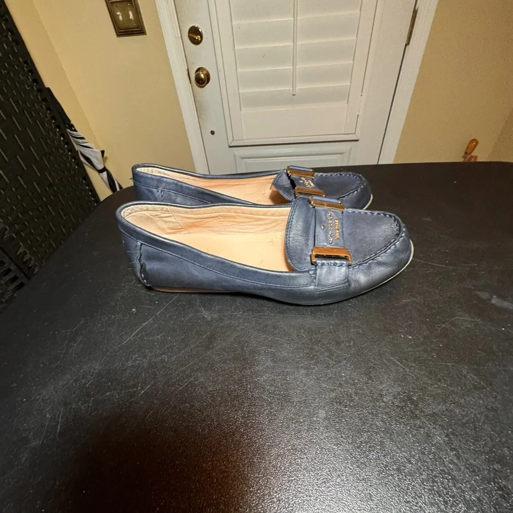 Kate Spade size 6 Collette leather navy flats
